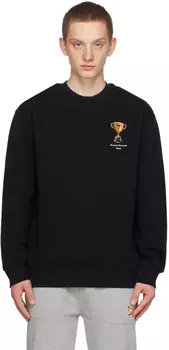 Черный свитшот с нашивками Maison Kitsune