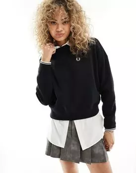 Черный свитшот с окантовкой Fred Perry
