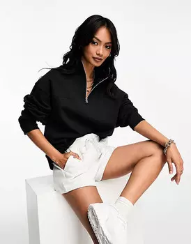 Черный свитшот с полумолнией ASOS DESIGN