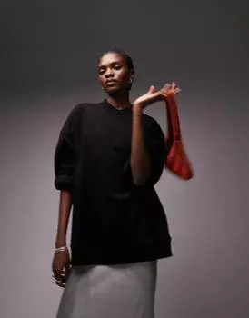 Черный свитшот с v-образным вырезом Topshop