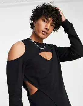 Черный свитшот с вырезами ASOS DESIGN