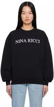 Черный свитшот с вышивкой Nina Ricci