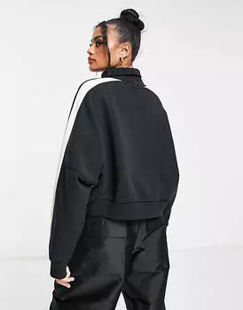 Черный свитшот с высоким воротником в стиле ретро adidas Originals 'ski chic'