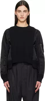 Черный свитшот Sponge Sweat x Nylon Twill sacai, черный/черный