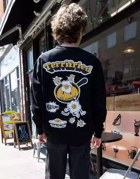 Черный свитшот унисекс с изображением ужасного яйца Batch1