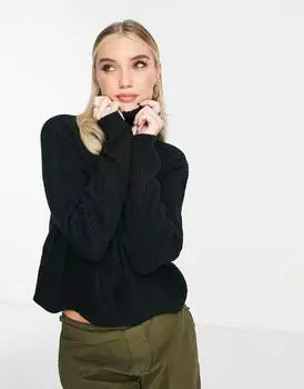 Черный свободный джемпер свободного кроя с высоким воротником ASOS DESIGN