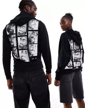 Черный свободный худи унисекс с лицензионным принтом «Тупак» ASOS DESIGN