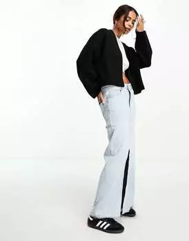 Черный свободный кардиган с разрезами ASOS
