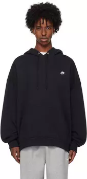 Черный свободный пуловер с капюшоном из французского трикотажа Nike