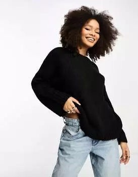 Черный свободный свитер с круглым вырезом ASOS DESIGN