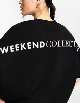 Черный свободный свитшот с большим логотипом на спине ASOS Weekend Collective