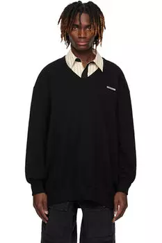 Черный свободный свитшот We11done