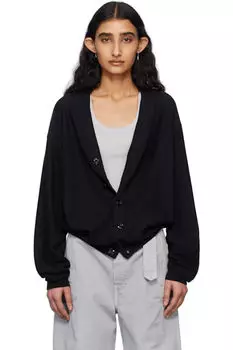 Черный свободный витой кардиган LEMAIRE