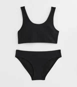 Черный текстурированный комплект бикини для девочек New Look, черный