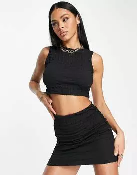 Черный текстурированный укороченный пляжный топ ASOS DESIGN