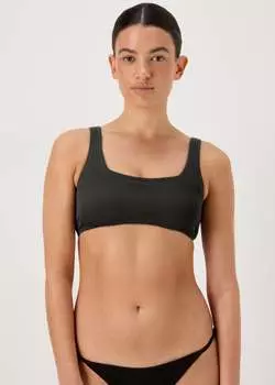 Черный текстурированный укороченный топ Papaya Swim