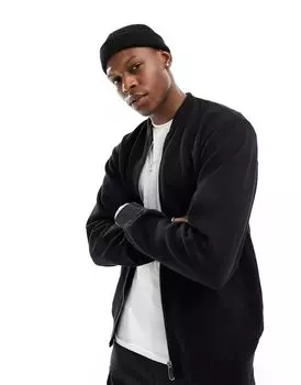 Черный тканевый бомбер из свитшота Selected Homme Mack