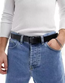 Черный тонкий ремень Bershka