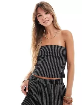 Черный топ-бандо в фактурную полоску ASOS DESIGN — часть комплекта