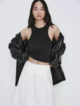 Черный топ без рукавов Massimo Dutti, черный