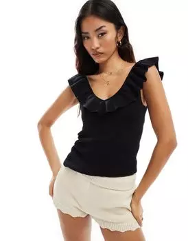 Черный топ-комбинация с рюшами Vero Moda