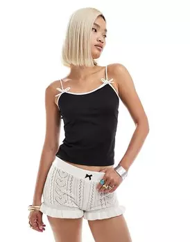 Черный топ на бретельках Noisy May – с бантом