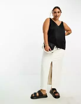 Черный топ на бретельках с двойными бретелями River Island