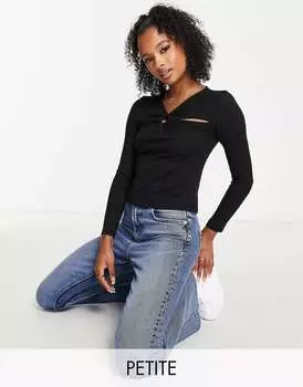 Черный топ с длинными рукавами и деталью спереди Vero Moda