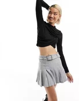 Черный топ с длинными рукавами и запахом Noisy May