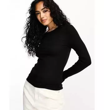 Черный топ с длинными рукавами Selected Femme