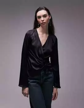 Черный топ с кольцом Topshop