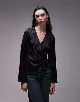 Черный топ с кольцом Topshop