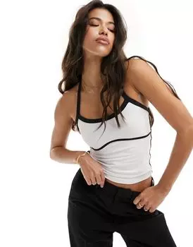 Черный топ с контрастным швом ASOS DESIGN