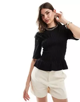 Черный топ с корсетом и рюшами & Other Stories