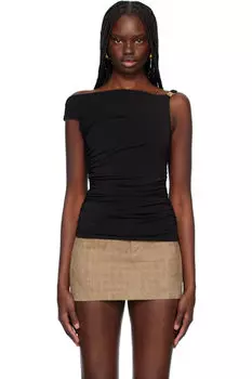 Черный топ с открытыми плечами AMIRI