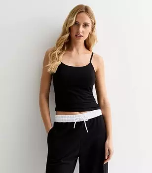 Черный топ с овальным вырезом и бретелями New Look, черный