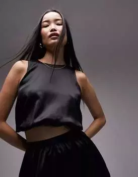 Черный топ с пышными формами Topshop