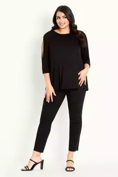 Черный топ с разрезами на рукавах Evans, черный