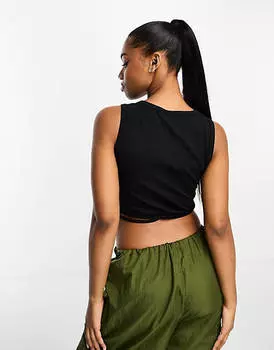 Черный топ с ремешками на талии Vero Moda