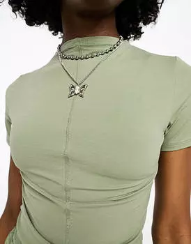 Черный топ с воротником-стойкой и открытыми швами Weekday Jen