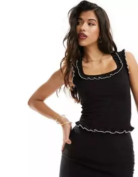 Черный топ с вырезом в форме сердца ASOS