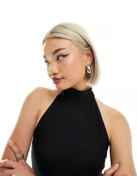 Черный топ с высоким воротником и бретельками Weekday Shyla