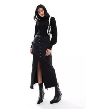 Черный топ с высоким воротником River Island