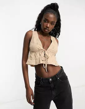 Черный топ с завязками спереди ASOS DESIGN