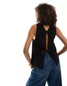 Черный топ с завязкой-бабочкой на спине ASOS DESIGN