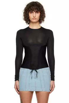 Черный топ со шнуровкой Mugler