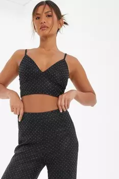 Черный топ со стразами QUIZ Clothing