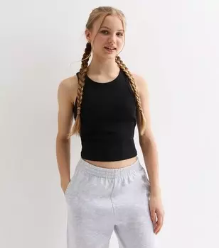Черный топ в рубчик для девочек-гонщиков New Look, черный