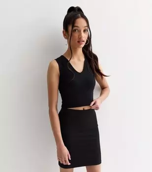 Черный топ в рубчик для девочек New Look, черный