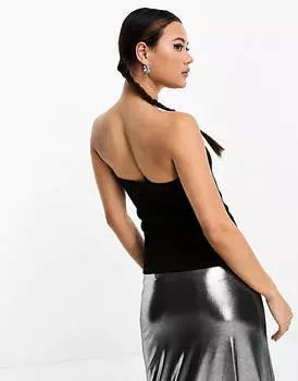 Черный топ в рубчик Weekday Tania